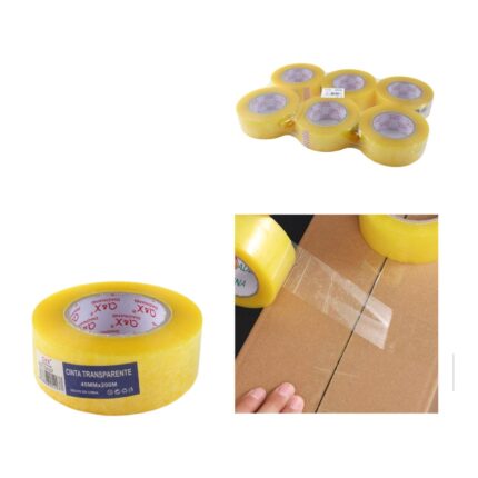 Cinta adhesiva transparente amarilla 4.5 cm x 200 m para embalaje profesional