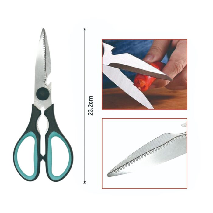 62705243 Tijeras de cocina multiusos 20.5*9.7CM con mango ergonómico negro y verde - Imagen 2