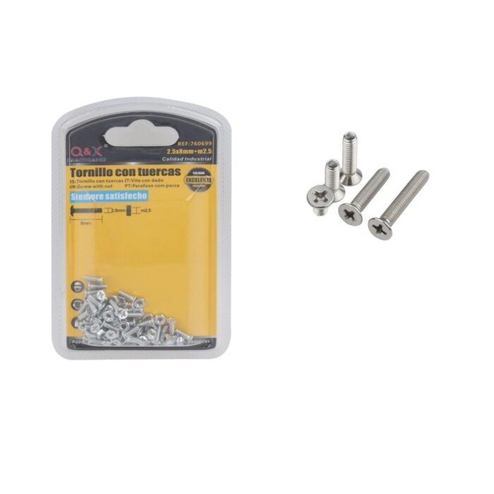 Perno Cruzado Con Tuerca 2.5*8+M2.5 - Imagen 1