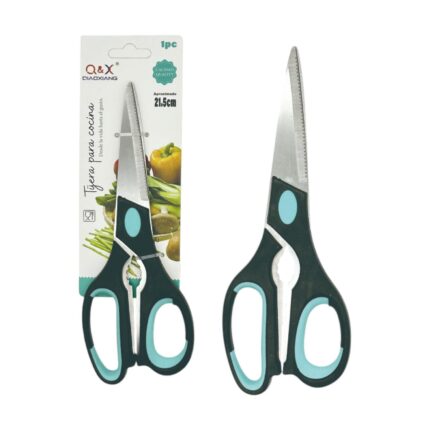 Tijeras de cocina versátiles con mango en negro y verde