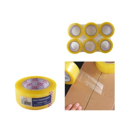 Cinta adhesiva transparente amarilla de 4.5 cm x 150 m