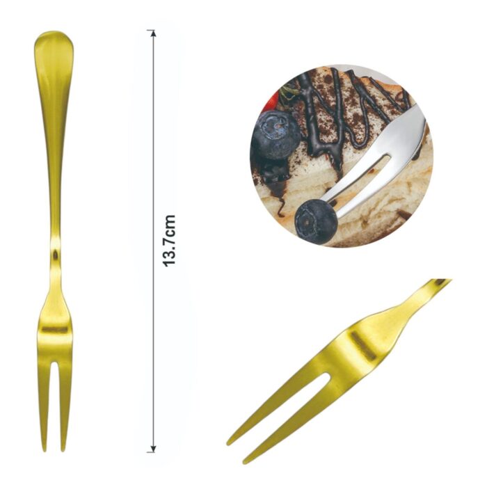 62339127 Tenedor para aperitivos con mango redondo dorado 3PCS - Imagen 2