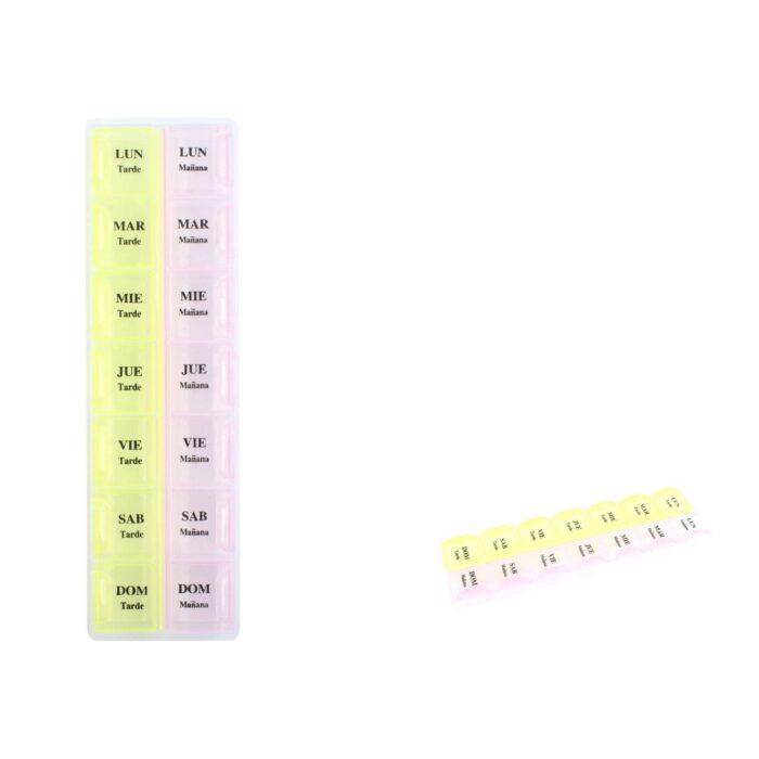 009bb13b-49ae-49cb-9b67-32fa45c7e861.jpg Pastillero Español 2 Filas 7 Compartimentos 22x6,5x2,5 - Imagen 1