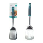 Espátula plana con mango de plástico en tono gris