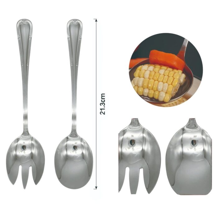 Set de tenedor y cuchara para ensalada con diseno floral 2PCS - Imagen 2