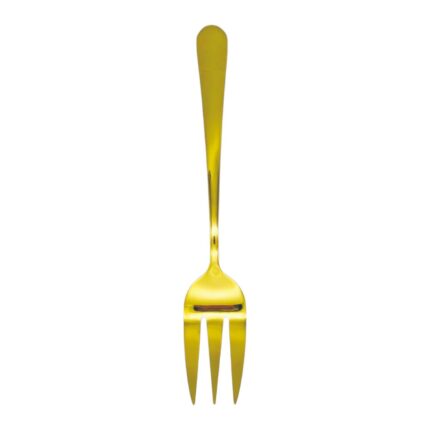 Tenedor de servicio con mango redondo dorado 1PC