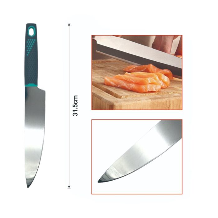 Cuchillo de chef profesional con mango gris ergonómico - Imagen 2