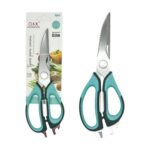 Tijeras de cocina multifuncionales con mango negro y verde (20.3 cm)