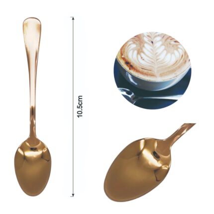 Cucharon pequeno para cafe con mango redondo de oro rosa 3PCS