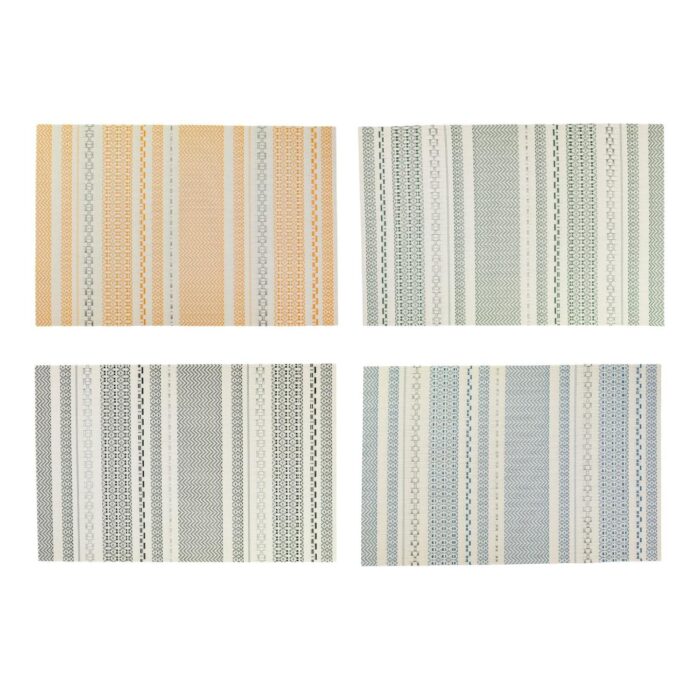 Set de 6 Individuales Rectangulares Zigzag con Acabado en Hilo Plateado (30x45 cm) - Imagen 1