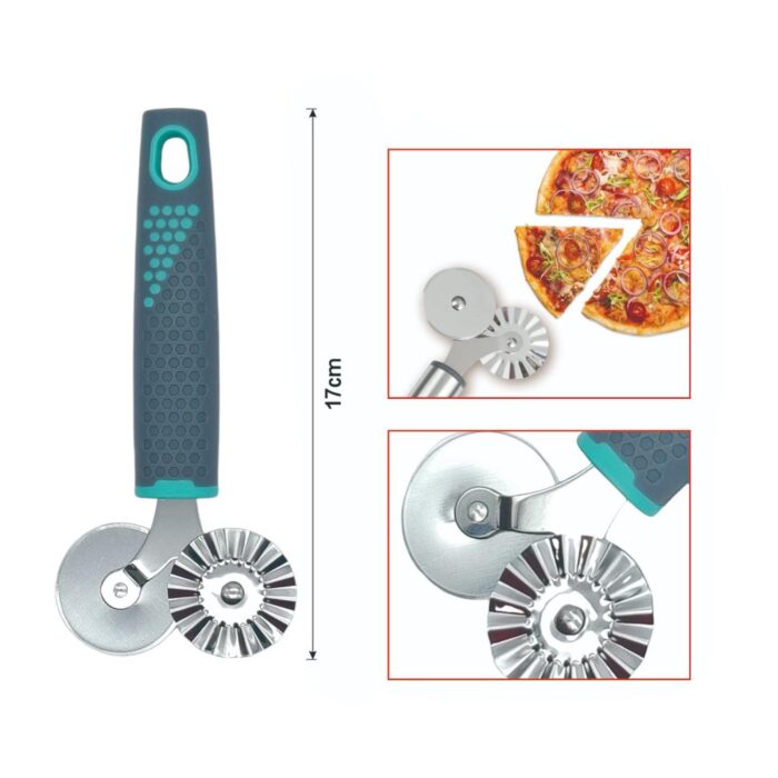 2542646d-6b92-46e3-b342-708725b7f4b1.jpg Cortador doble de pizzas con mango ergonómico de plástico gris - Imagen 2