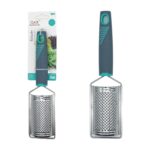 Rallador U con mango ergonómico gris para ingredientes delicados