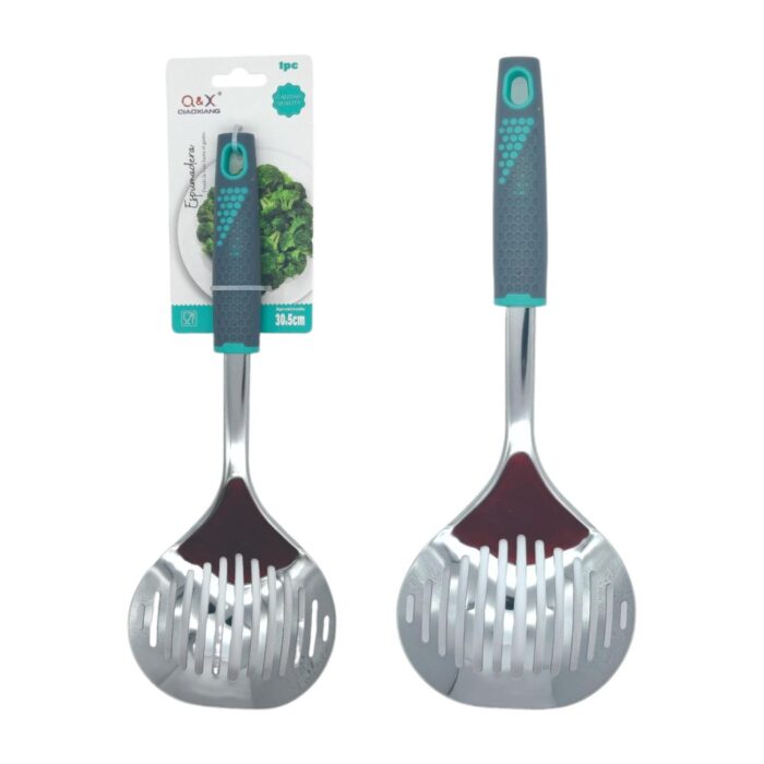 Colador alargado con mango gris para líquidos y salsas - Imagen 1