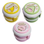 6365 Fiambrera Redonda De Frutas Coloridas De Doble Capa (Incluido Tenedor Y Cuchara) 16,6*15,6*14,4 - Imagen 2