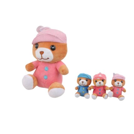 Oso de peluche invernal con gorro 18 cm