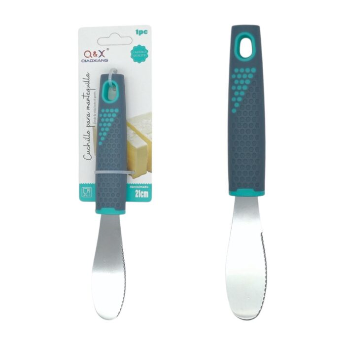 Cuchillo para untar mantequilla con mango gris de plástico (8.9 cm) - Imagen 1