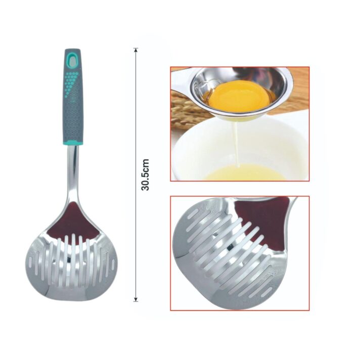 Colador alargado con mango gris para líquidos y salsas - Imagen 2