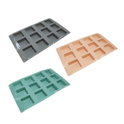 Molde de Silicona para Chocolates Cuadrados con Textura - 28×16.5×2.2 cm