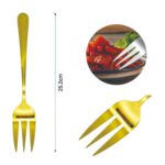 Tenedor de servicio con mango redondo dorado 1PC - Imagen 2