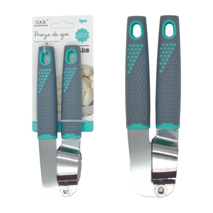 Prensa de ajo con mango ergonómico en plástico gris - Imagen 1