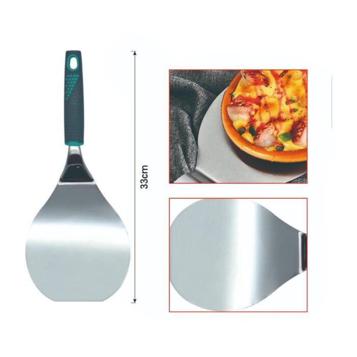 45324f63-e6c1-4525-995c-8c91a2c94b76.jpg Espátula grande de cocina con mango gris para freír - Imagen 2