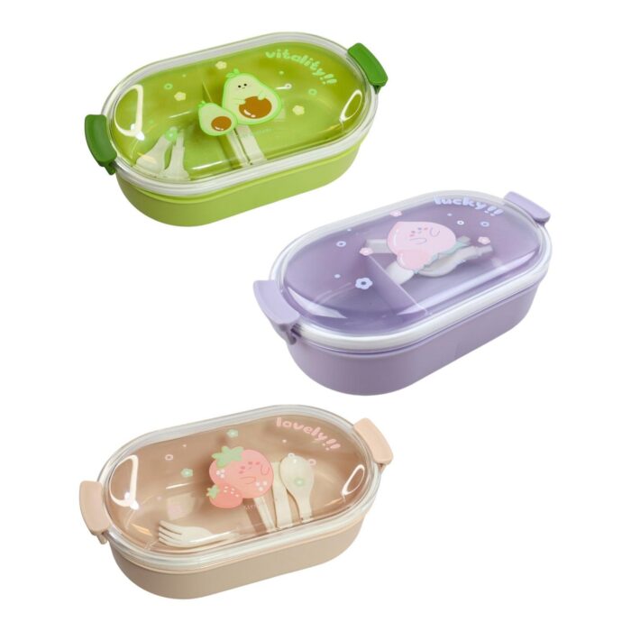 47189b90-467b-4733-8f28-1b5ef27afe11-1.jpg 6814 Fiambrera Colorida Fruta 24.5*14*7.5 (La Funda Ps Incluye Tenedor Y Cuchara) 750Ml - Imagen 1