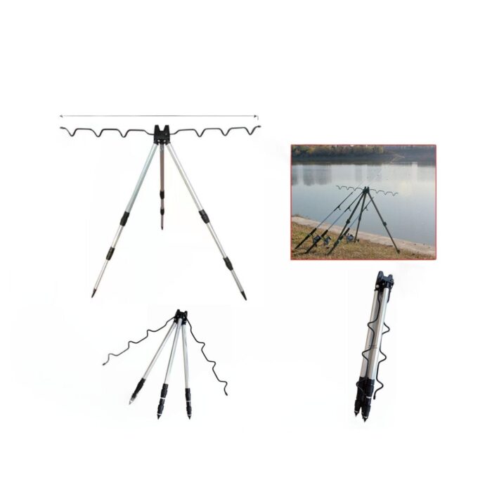 Trípode soporte para 6 cañas de pescar, 1 M - Imagen 1