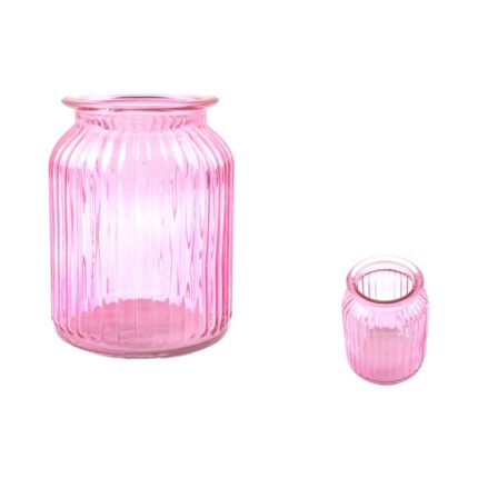 Florero Decorativo Rosado de 25cm con Relieve Suave Elegante