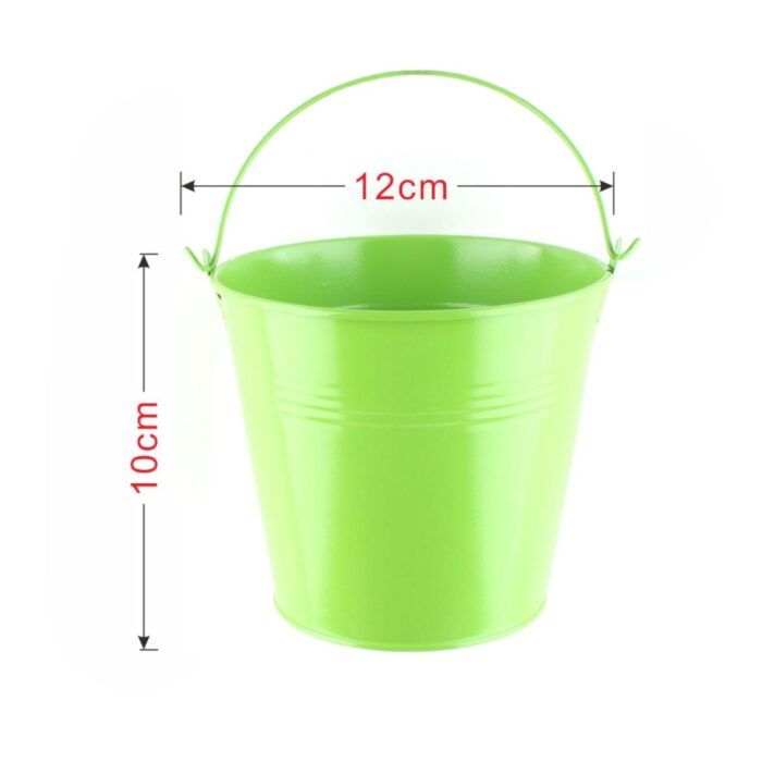 Cubo pequeño de hierro pintado 12x8.5x10 cm - Imagen 2