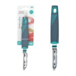 Rallador curvado ergonómico con mango gris de plástico