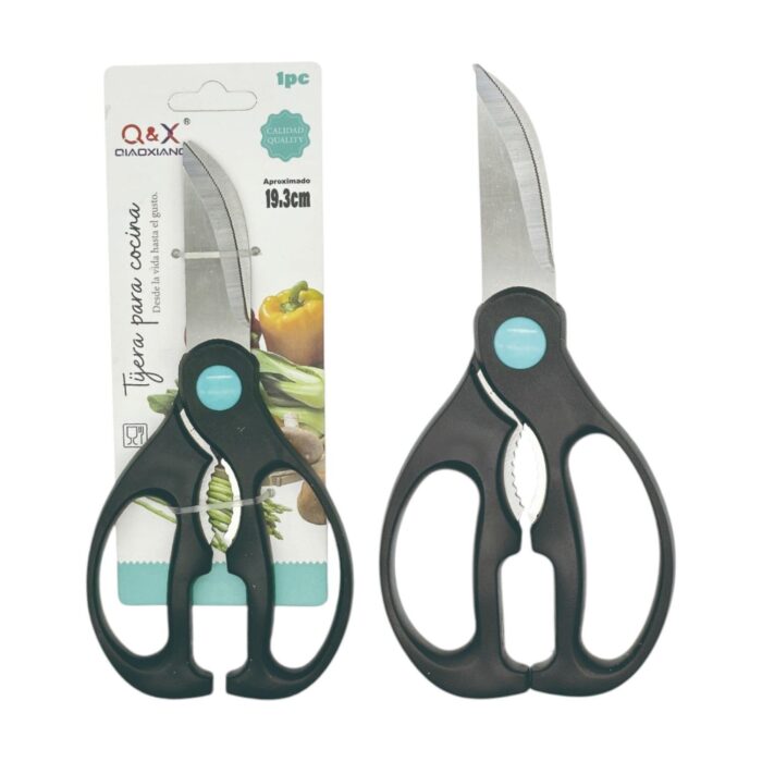 Tijeras de cocina B2 con diseño ergonómico en negro y verde - Imagen 1