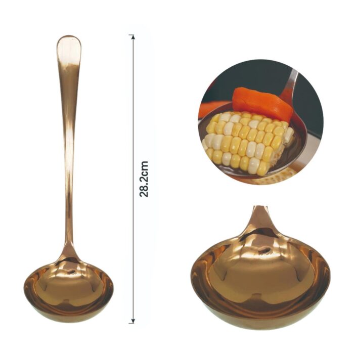 Cucharon para sopa con mango redondo de oro rosa 1PC - Imagen 1