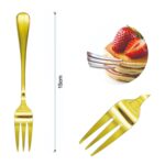 Tenedor para postre con mango redondo dorado 3PCS - Imagen 2