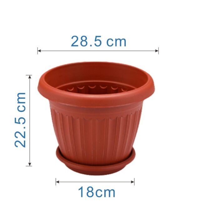Macetero moderno con plato base – 28.5 cm de diámetro, 22.5 cm de altura, base de 18 cm - Imagen 2