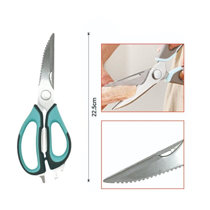 Tijeras de cocina multifuncionales con mango negro y verde (20.3 cm) - Imagen 2