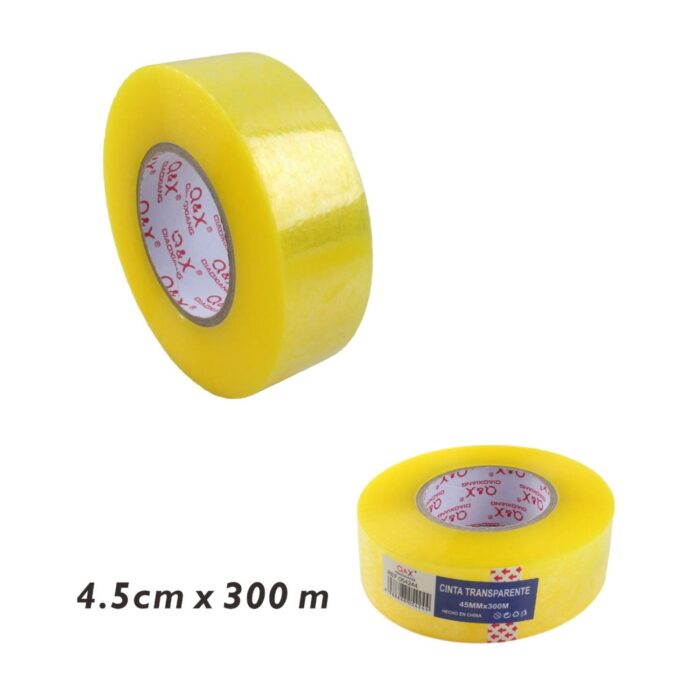 Cinta adhesiva transparente amarilla 4.5 cm x 300 m para uso industrial - Imagen 2