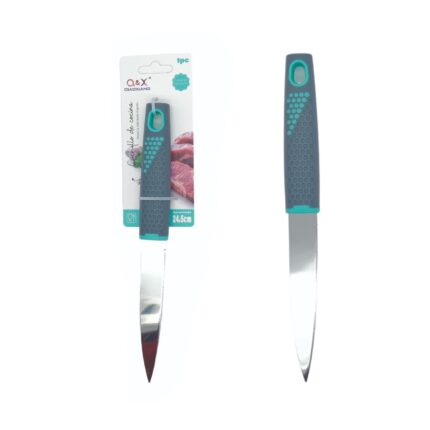 Cuchillo versátil con mango de plástico gris para cocina