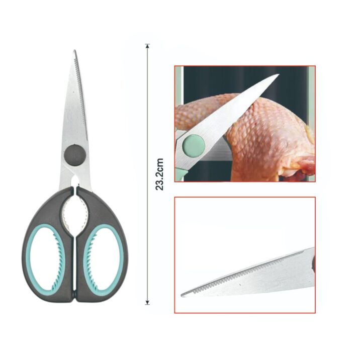 89bad697-abfb-4cb6-9a53-2e262273bc34.jpg Tijeras de cocina extragrandes con mango en negro y verde - Imagen 2