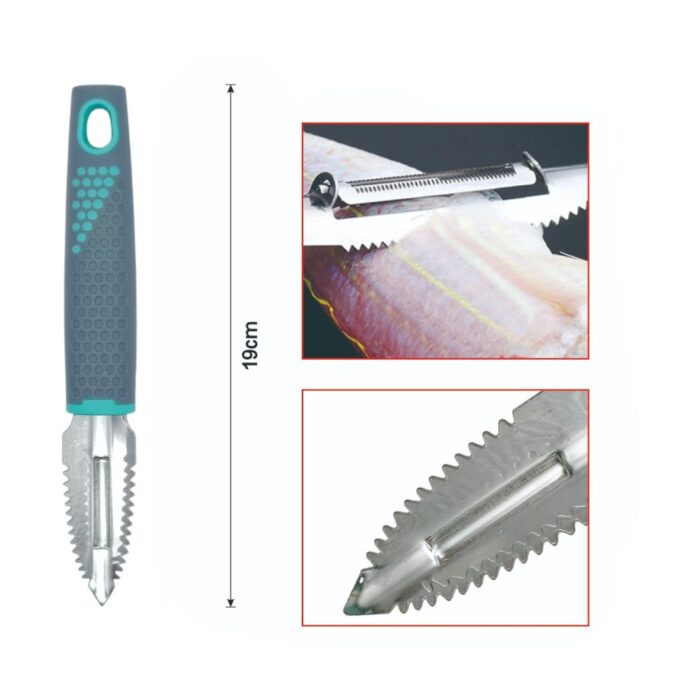 Rallador de escamas de pescado con mango ergonómico en color gris - Imagen 2