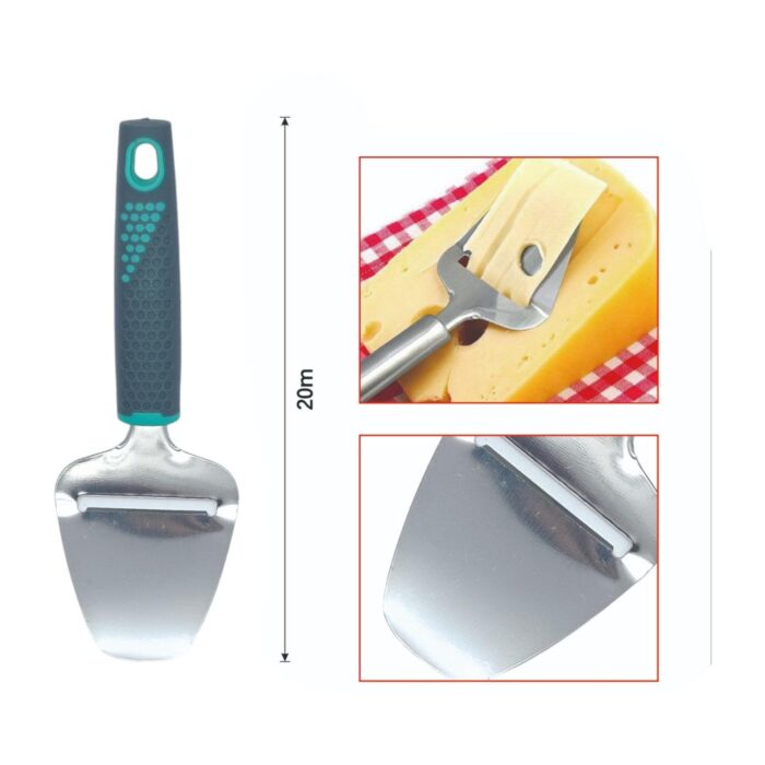 Cuchillo de queso con mango gris de plástico ideal para quesos duros y suaves - Imagen 2