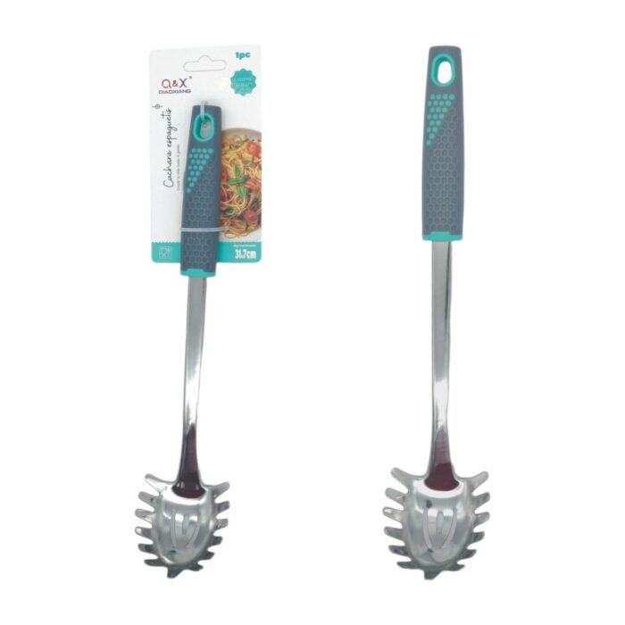 Cucharón pequeño para servir pasta con mango ergonómico gris - Imagen 1