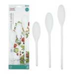 Juego de 3 cucharas plásticas largas blancas para servir y medir ingredientes