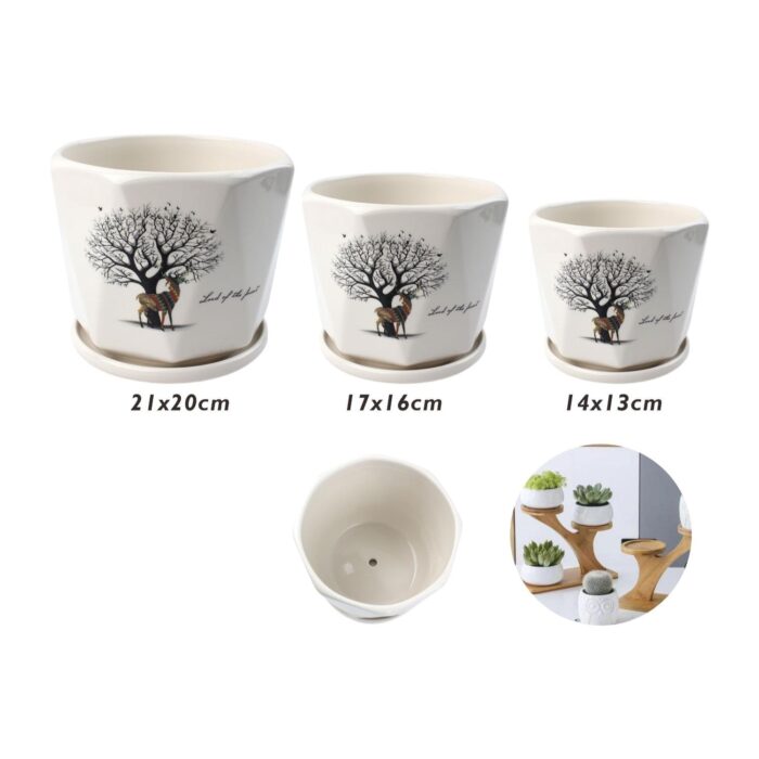 Set de 3 Macetas de Cerámica "Land of the Forest" - Imagen 2