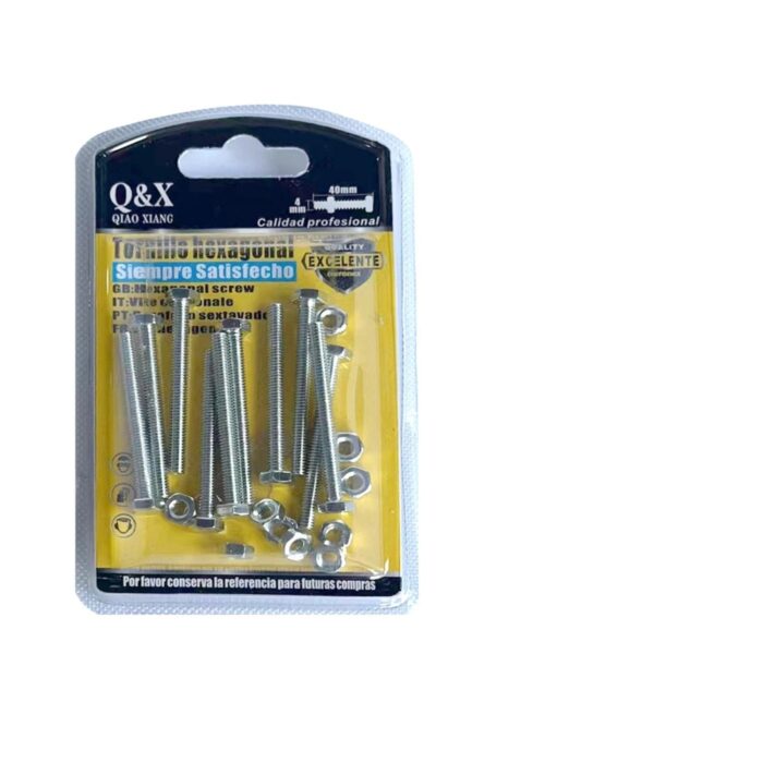 Perno Hexagonal 4*40 + Tuerca M4 - Imagen 1