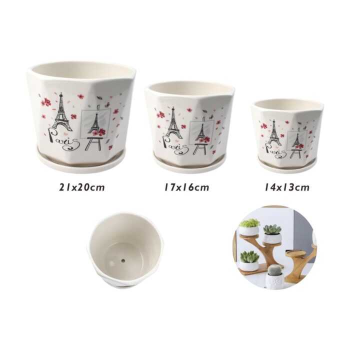 Juego de 3 macetas de cerámica modelo TX67321 - Imagen 2