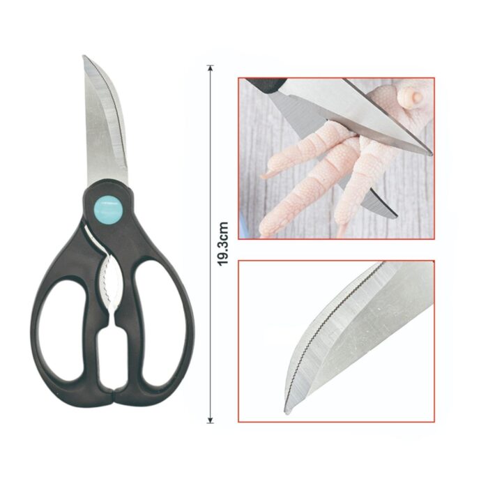 Tijeras de cocina B2 con diseño ergonómico en negro y verde - Imagen 2