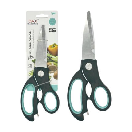Tijeras de seguridad para abrir cajas con mango ergonómico en negro y verde