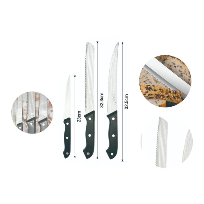 Juego de 3 cuchillos surtidos con mango negro - Imagen 3