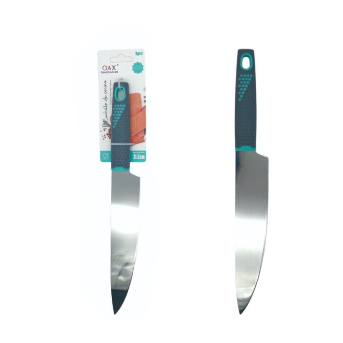 Cuchillo de chef profesional con mango gris ergonómico - Imagen 1
