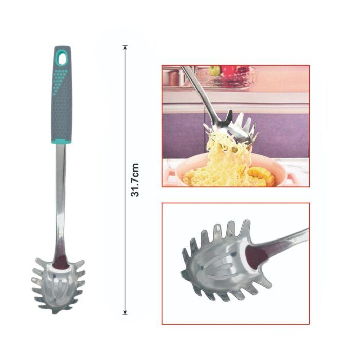 Cucharón pequeño para servir pasta con mango ergonómico gris - Imagen 2